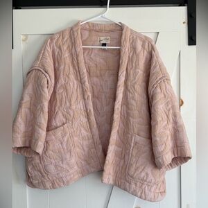 Universal thread quilted kimono quilt jacket OSFM muted pink and peach one size